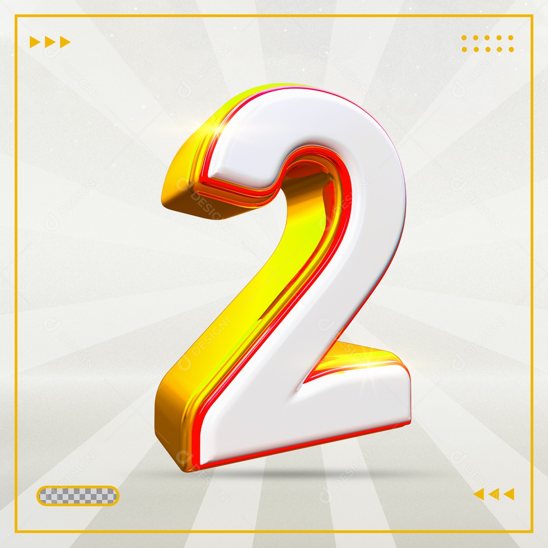 Elemento 3D Dourado Número 2 PSD