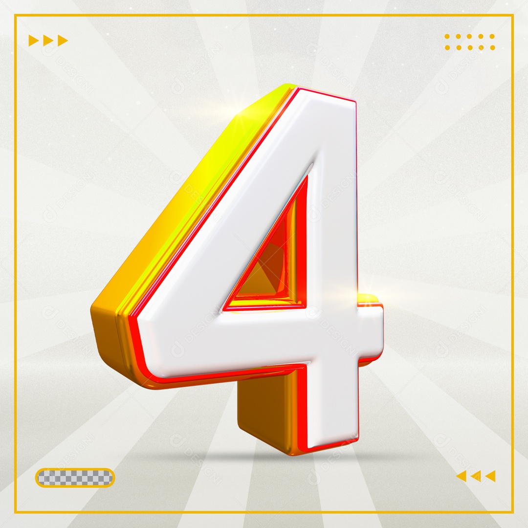 Elemento 3D Dourado Número 4 PSD