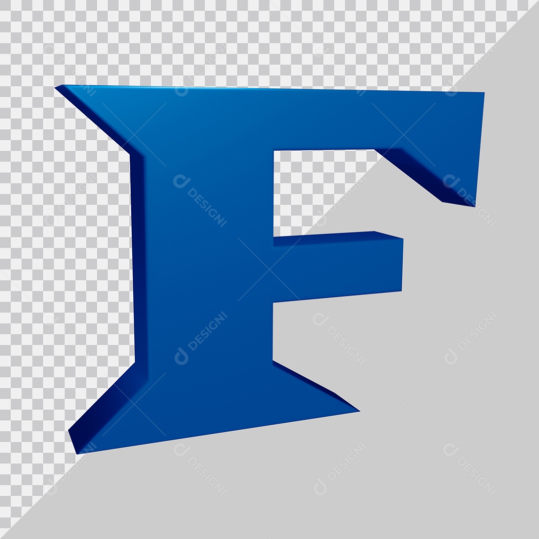 Elemento 3D Para Composição Letra F Azul PSD