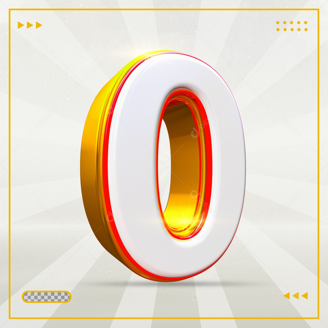 Elemento 3D Dourado Número 0 PSD