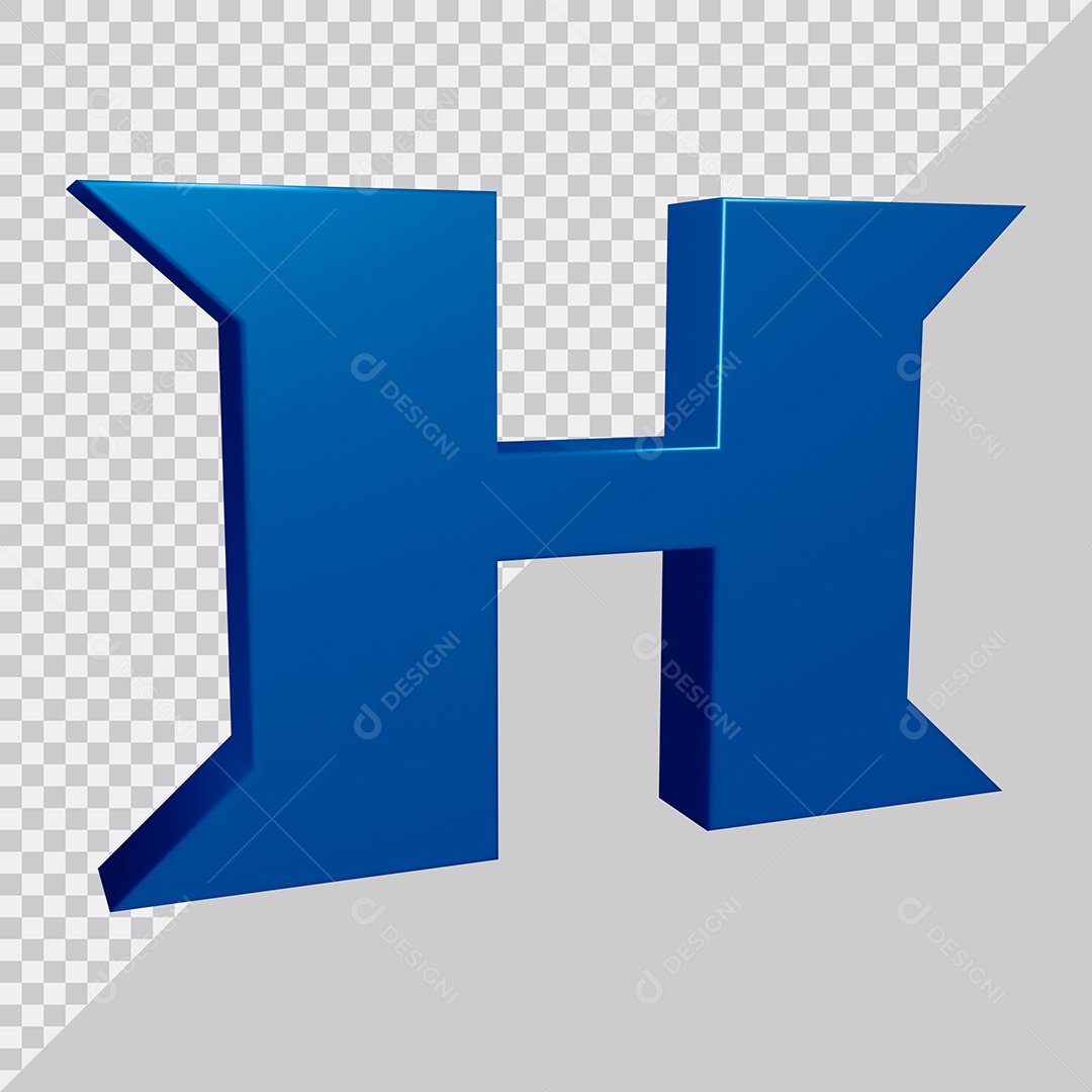 Elemento 3D Para Composição Letra H Azul PSD