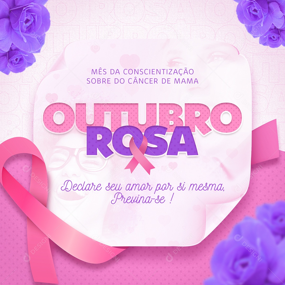 Declare seu Amor por Si Mesma Outubro Rosa Social Media PSD Editável