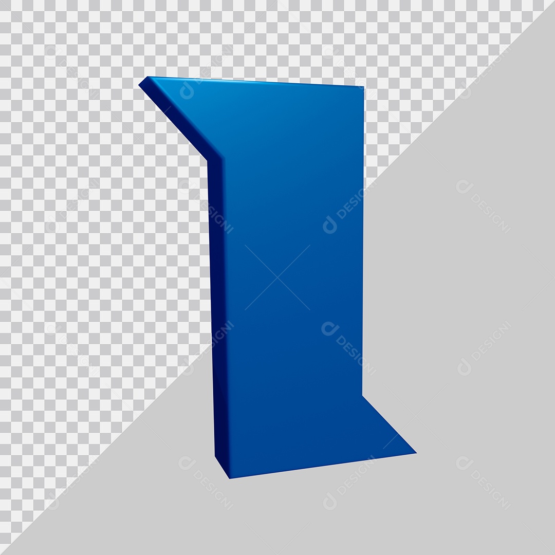 Elemento 3D Para Composição Letra I Azul PSD