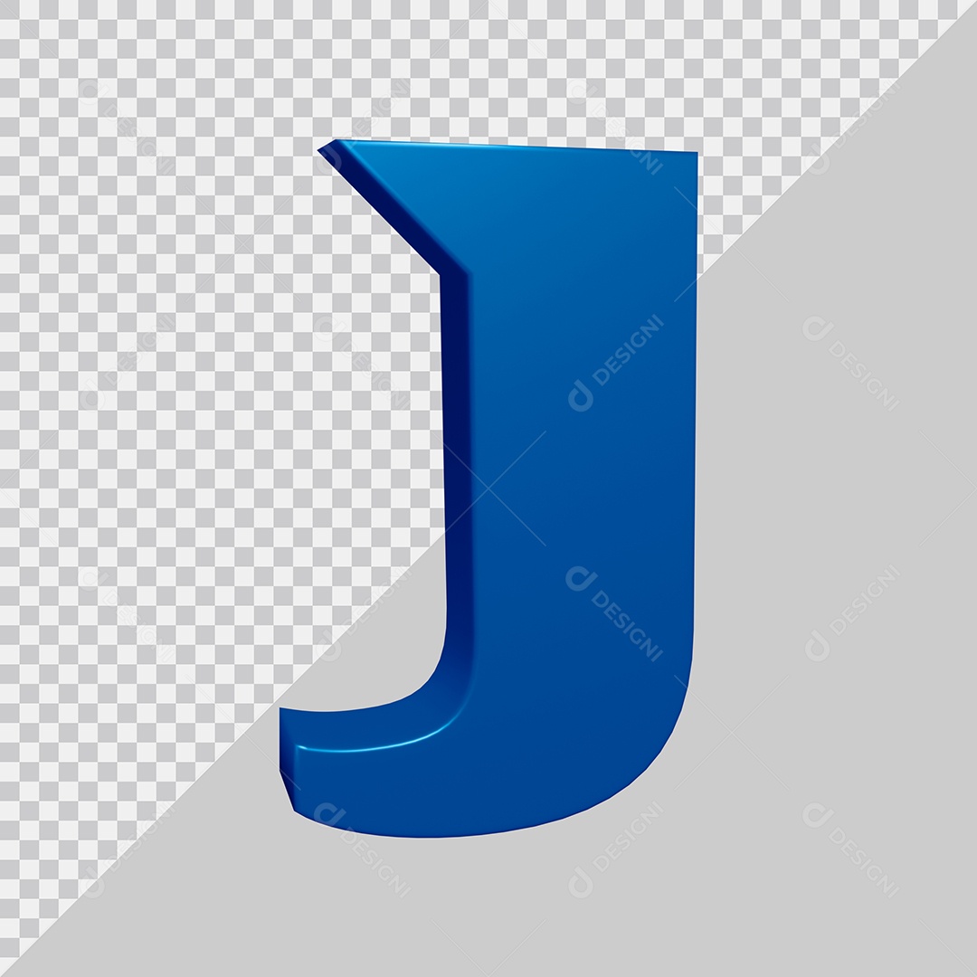 Elemento 3D Para Composição Letra J Azul PSD