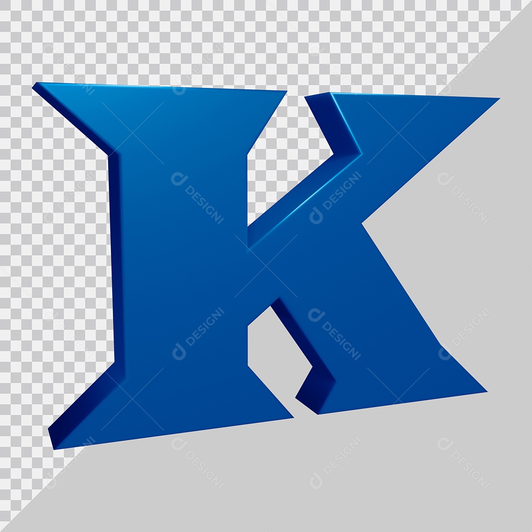 Elemento 3D Para Composição Letra K Azul PSD