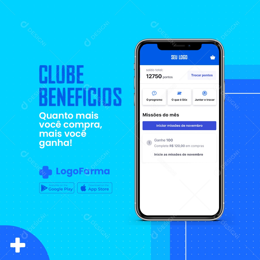 Clube Beneficios Quanto Mais Você Compra Mais Você Ganha Farmácia Social Media PSD Editável