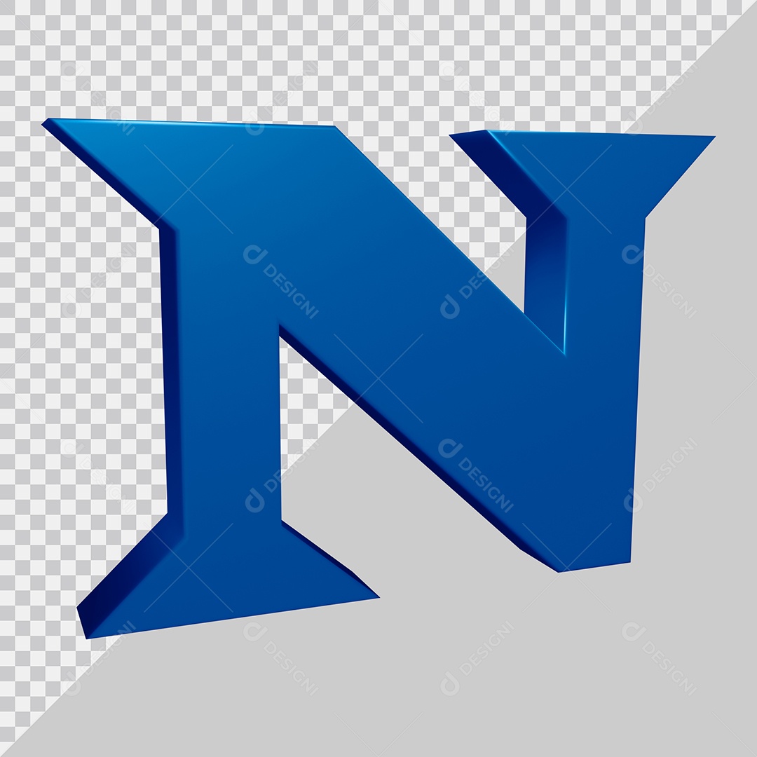 Elemento 3D Para Composição Letra N Azul PSD