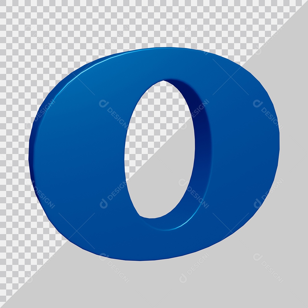 Elemento 3D Para Composição Letra O Azul PSD