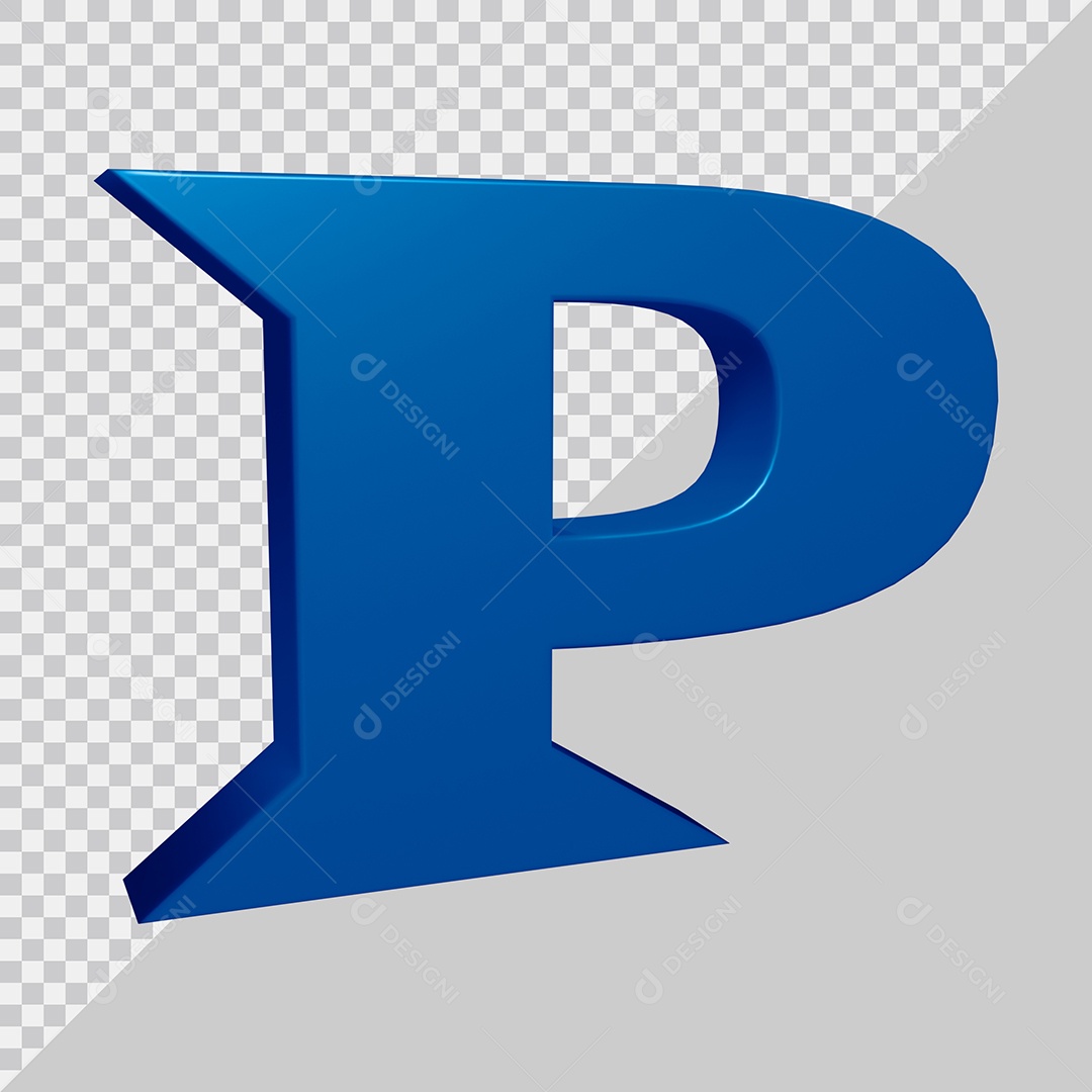 Elemento 3D Para Composição Letra P Azul PSD