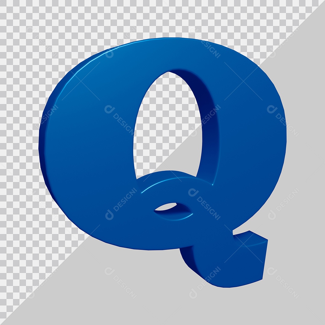 Elemento 3D Para Composição Letra Q Azul PSD