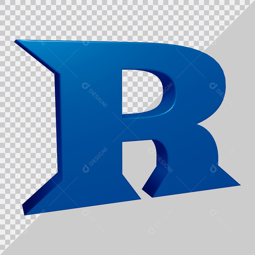 Elemento 3D Para Composição Letra R Azul PSD