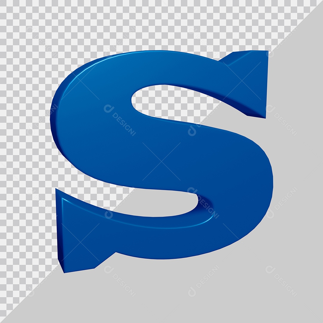 Elemento 3D Para Composição Letra S Azul PSD