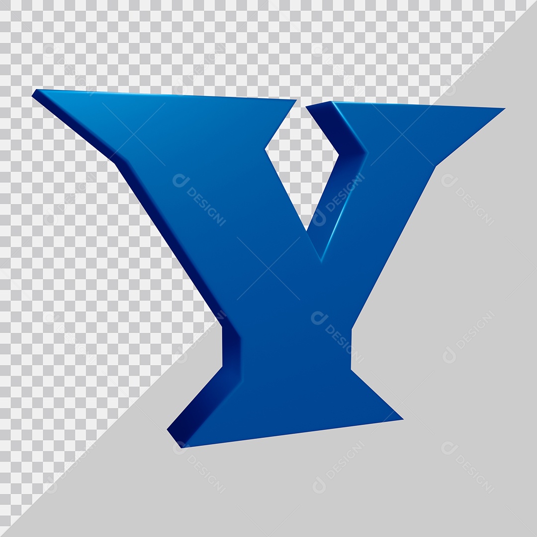 Elemento 3D Para Composição Letra Y Azul PSD