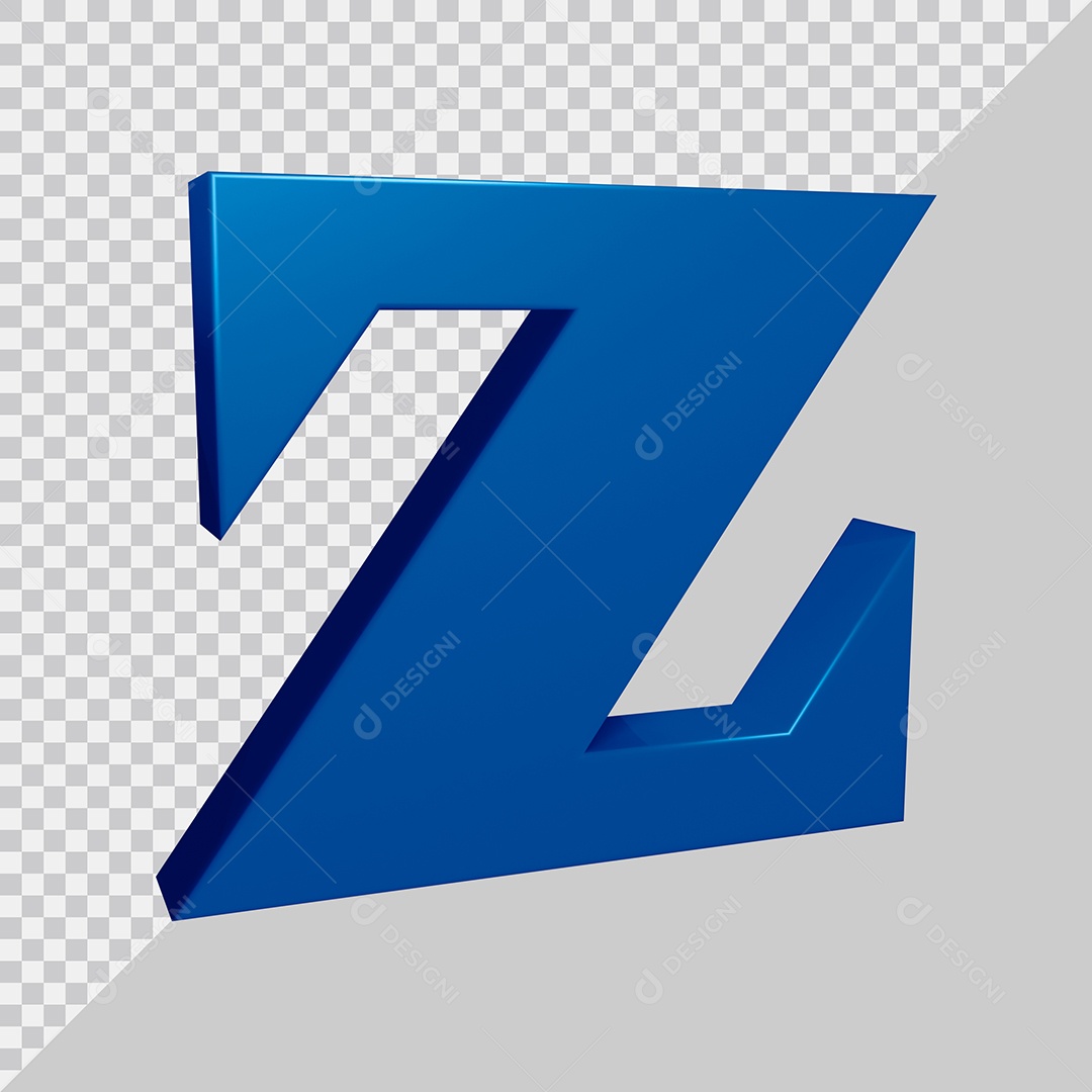 Elemento 3D Para Composição Letra Z Azul PSD