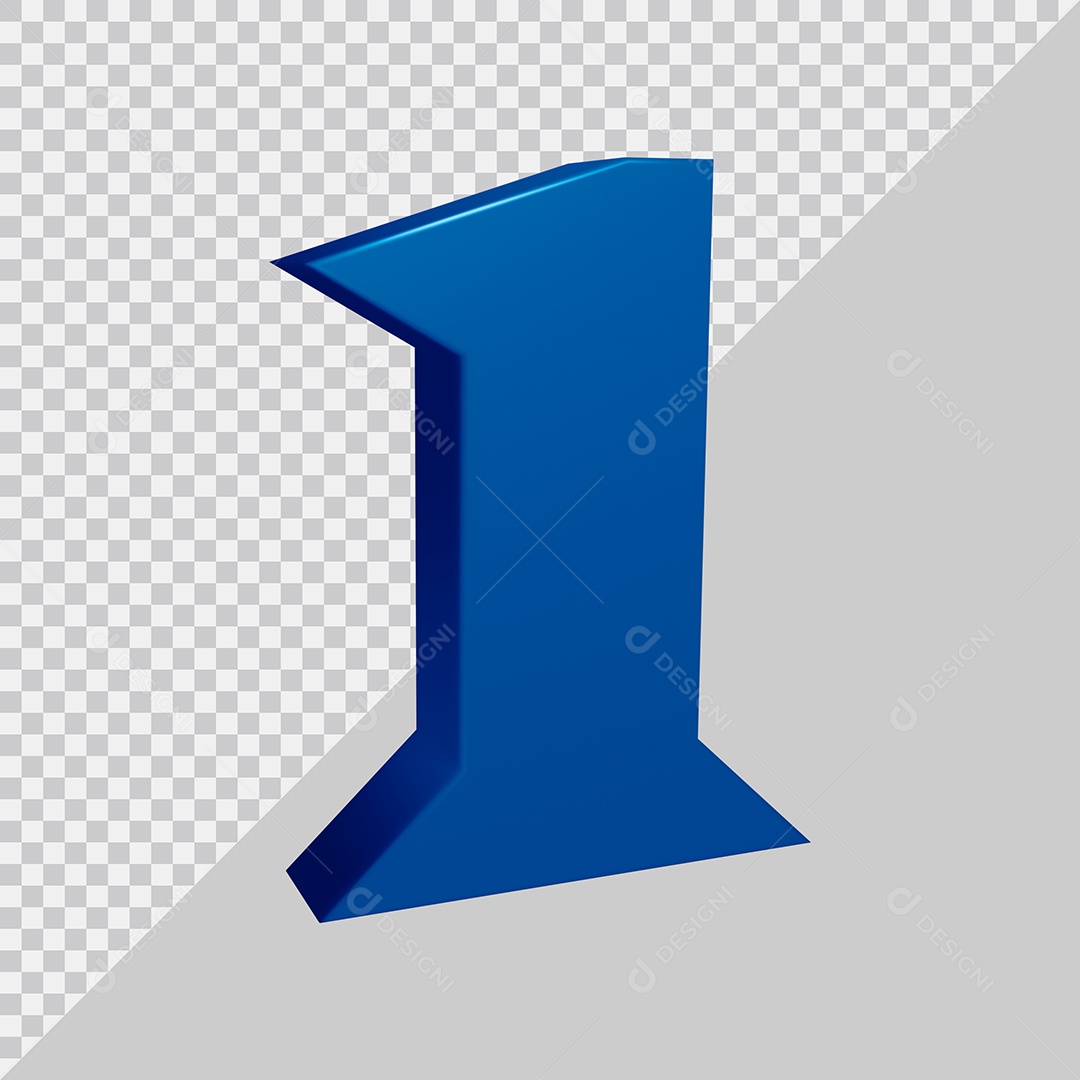 Elemento 3D Para Composição Número 1 Azul PSD