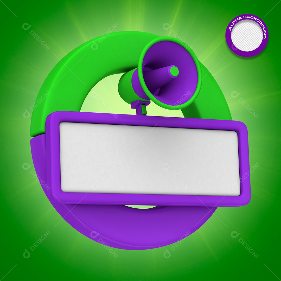 Elementos 3D Para Composições Selo Roxo e Verde PSD