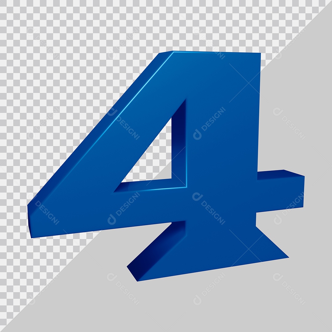 Elemento 3D Para Composição Número 4 Azul PSD