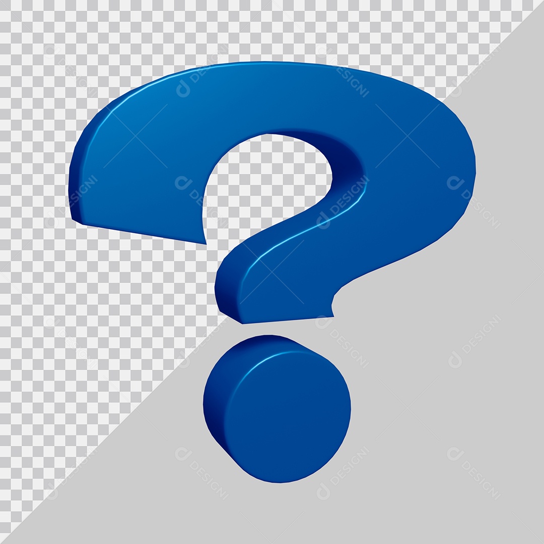 Elemento 3D Para Composição Símbolo de ponto de interrogação Azul PSD