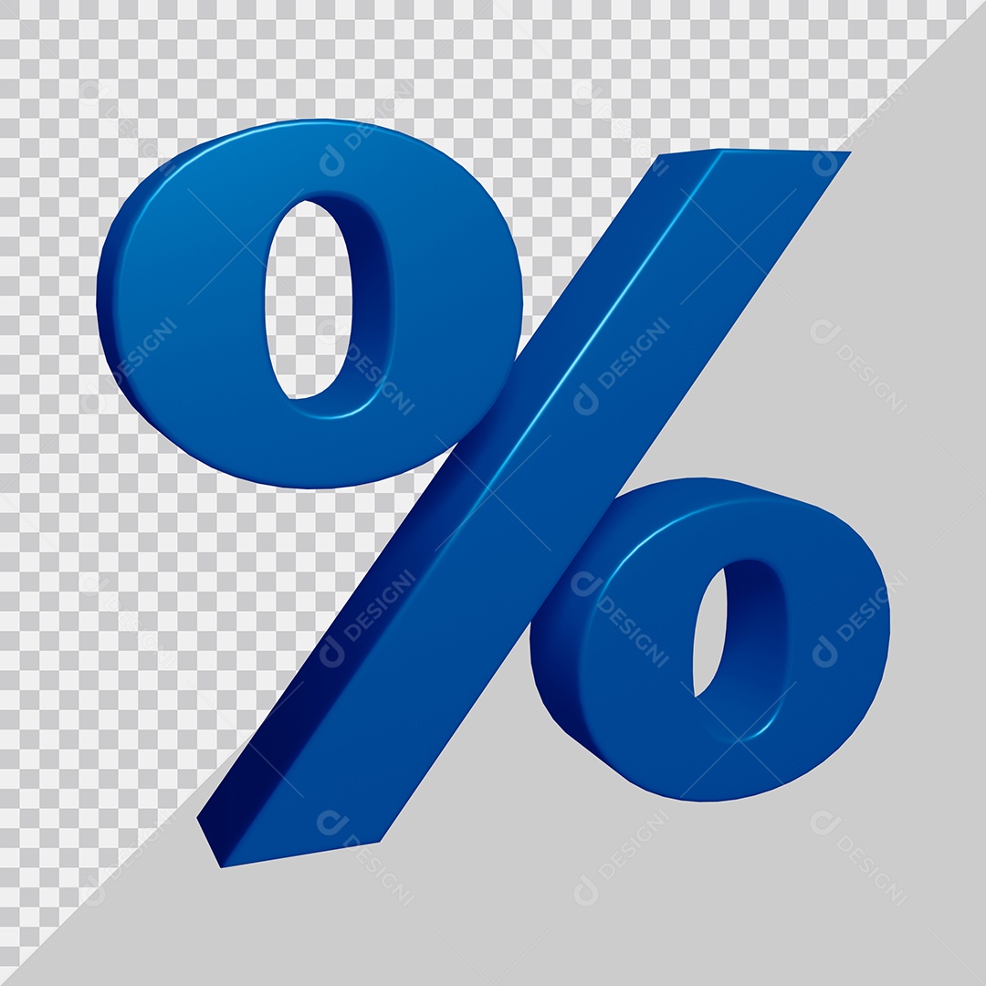Elemento 3D Para Composição Símbolo de Porcentagem Azul PSD