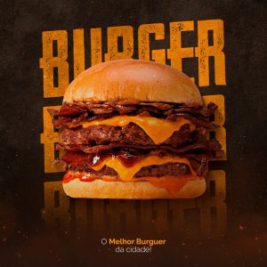 O Melhor Burger da Caidade Hamburgueria Social Media PSD Editável