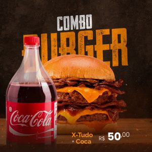 Combo Burger X-Tudo Mais Coca Hamburgueira Social Media PSD Editável