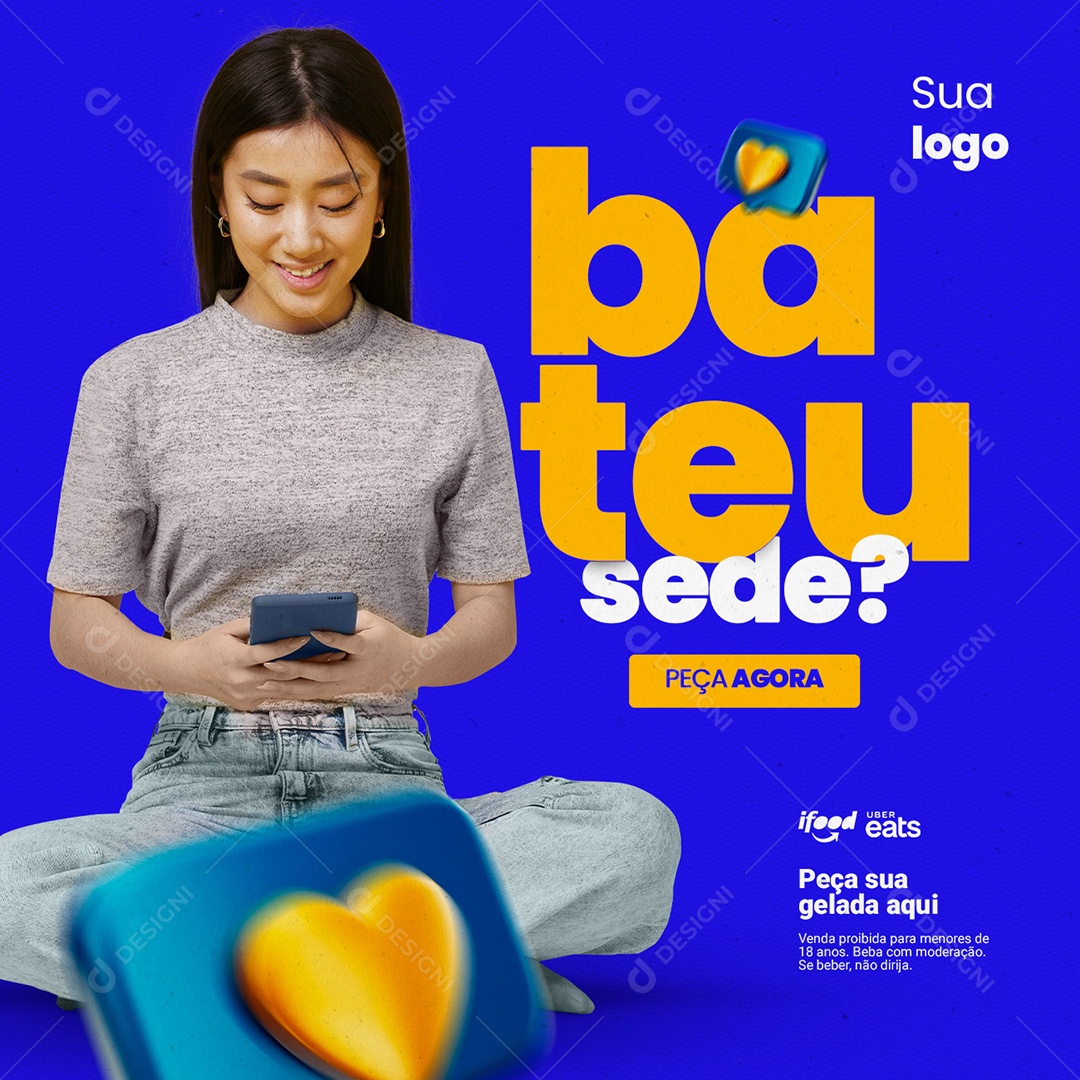 Bateu Sede Peça Agora Distribuidora Social Media PSD Editável