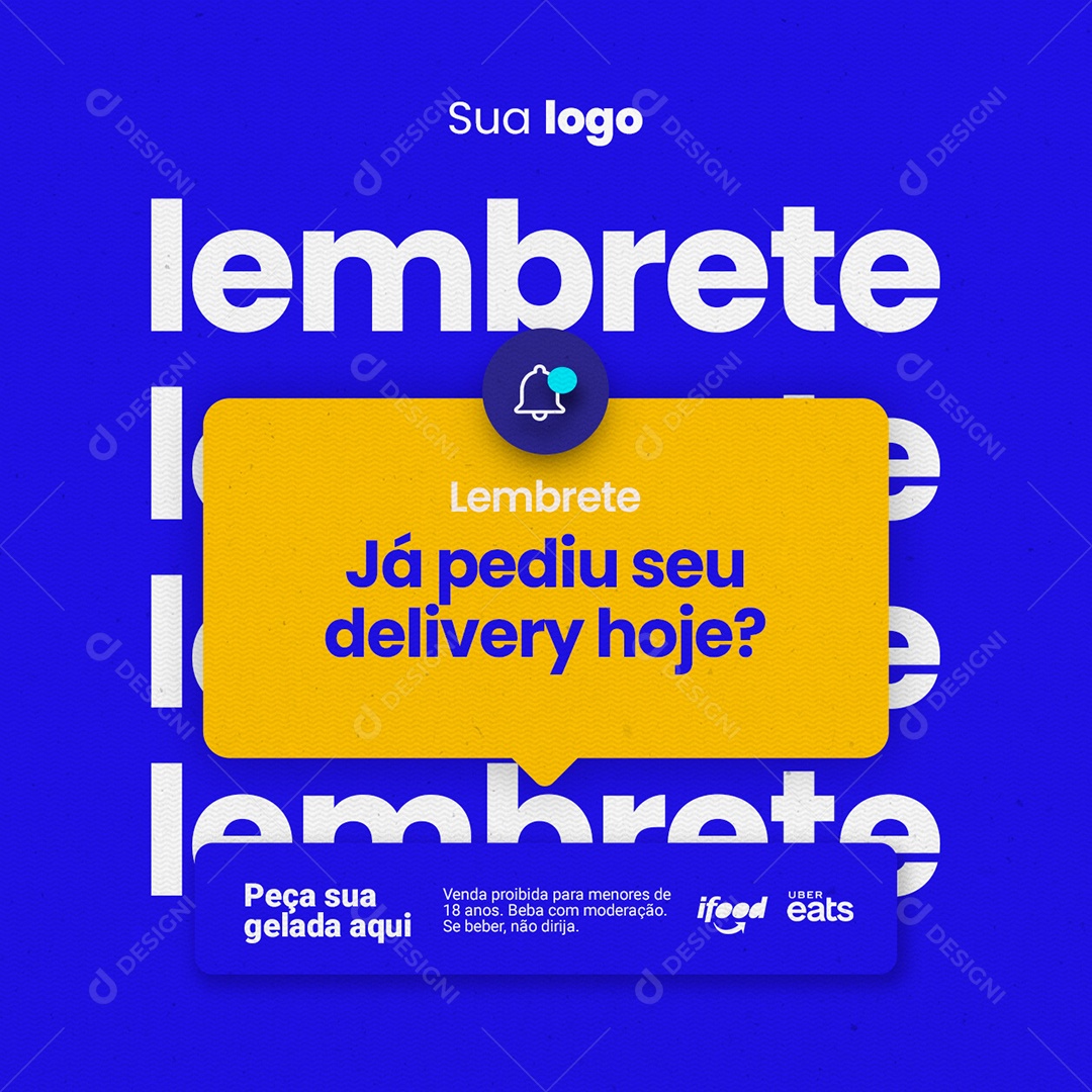 Já Pediu seu Delivery Hoje Lembrete Distribuidora Social Media PSD Editável