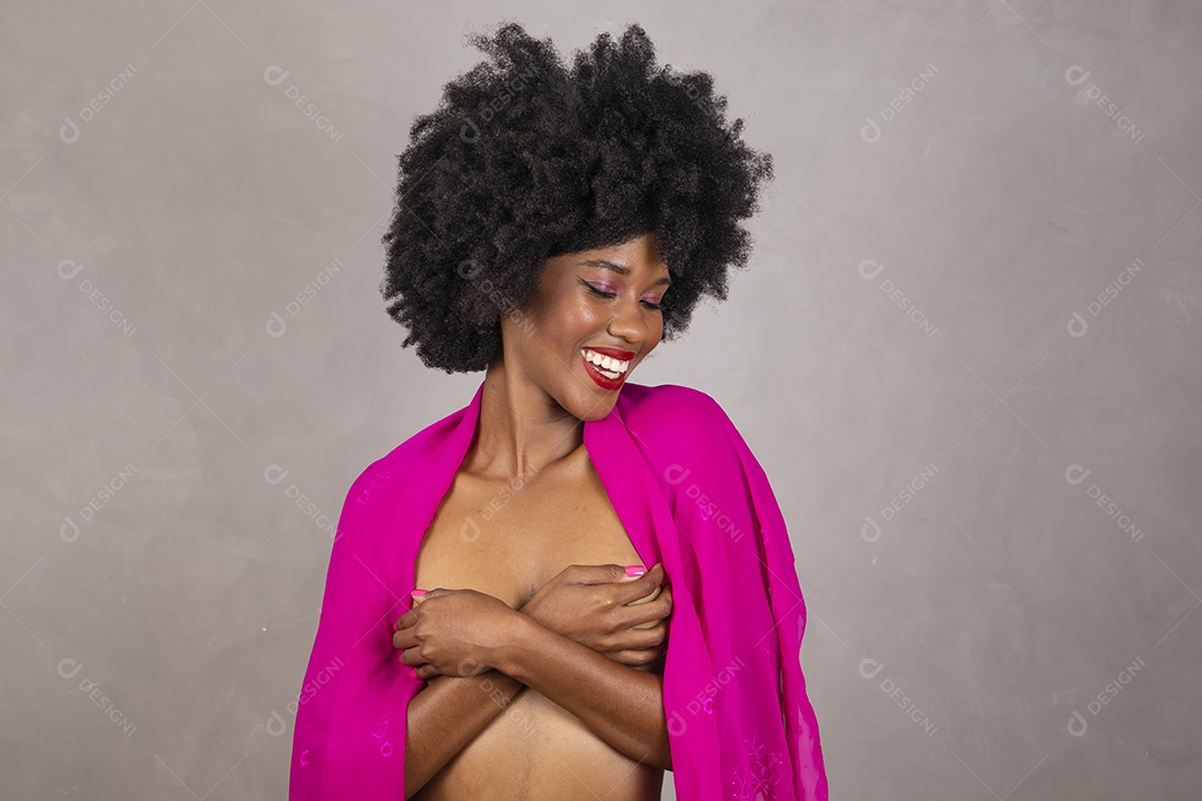 Linda mulher Tampado peito Conceito Câncer de mama outubro rosa