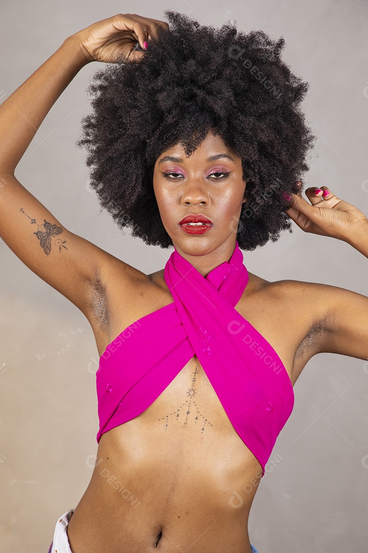 Black woman. Black woman portrait in photo studio