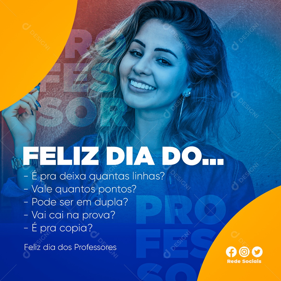 Social Media Feliz Dia do Dia do Professor 15 de Outubro PSD Editável