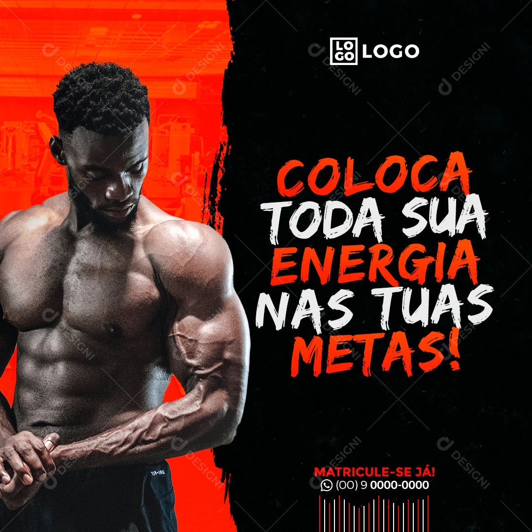 Social Media Academia Coloque Toda Sua Energia PSD Editável