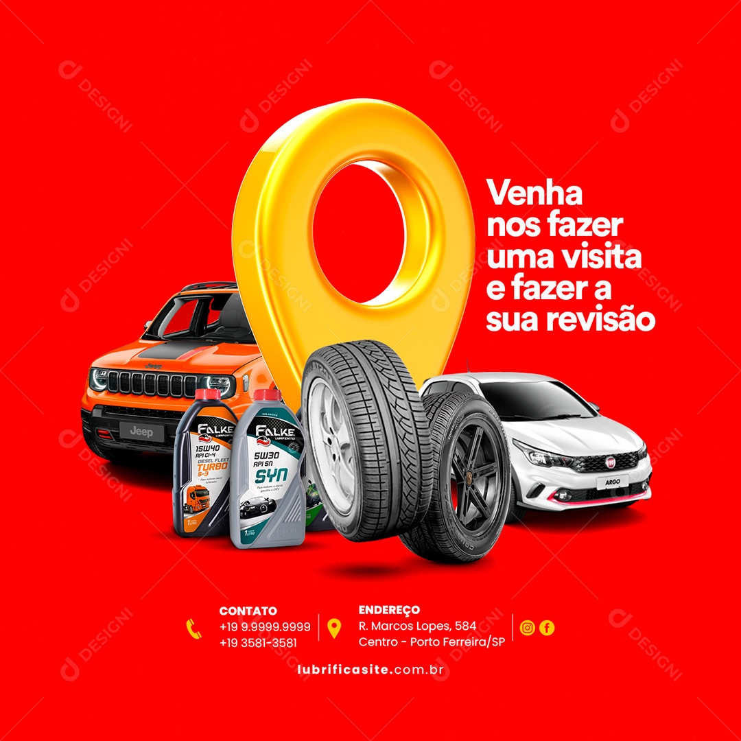 Venha nos Fazer Uma Visita e Fazer a Sua Revisão Oficina Mecânica Social Media PSD Editável