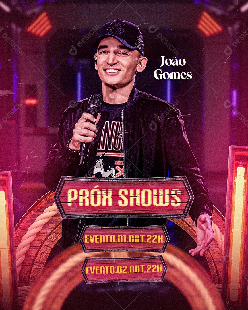 Flyer Proximos Shows João Gomes Social Media PSD Editável