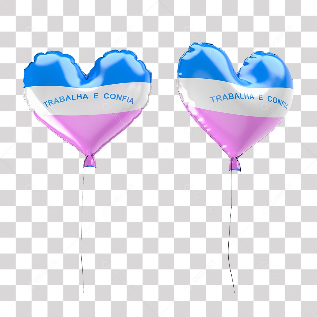 Balão de Espírito Santo com Forma de Coração Elemento 3D para Composição PNG Transparente