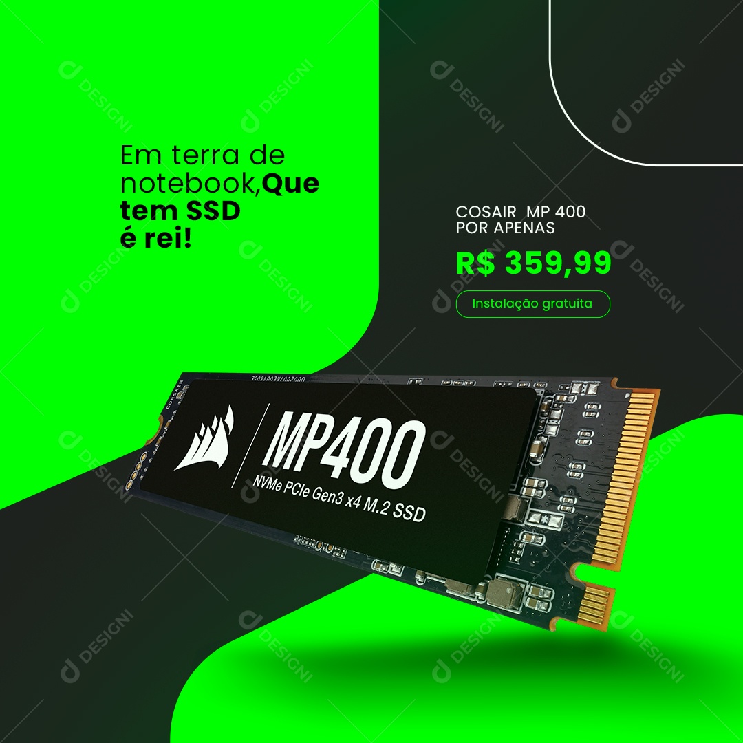 Em Terra de Notebook Que Tem SSD é Rei Assistência Técnica Social Media PSD Editável