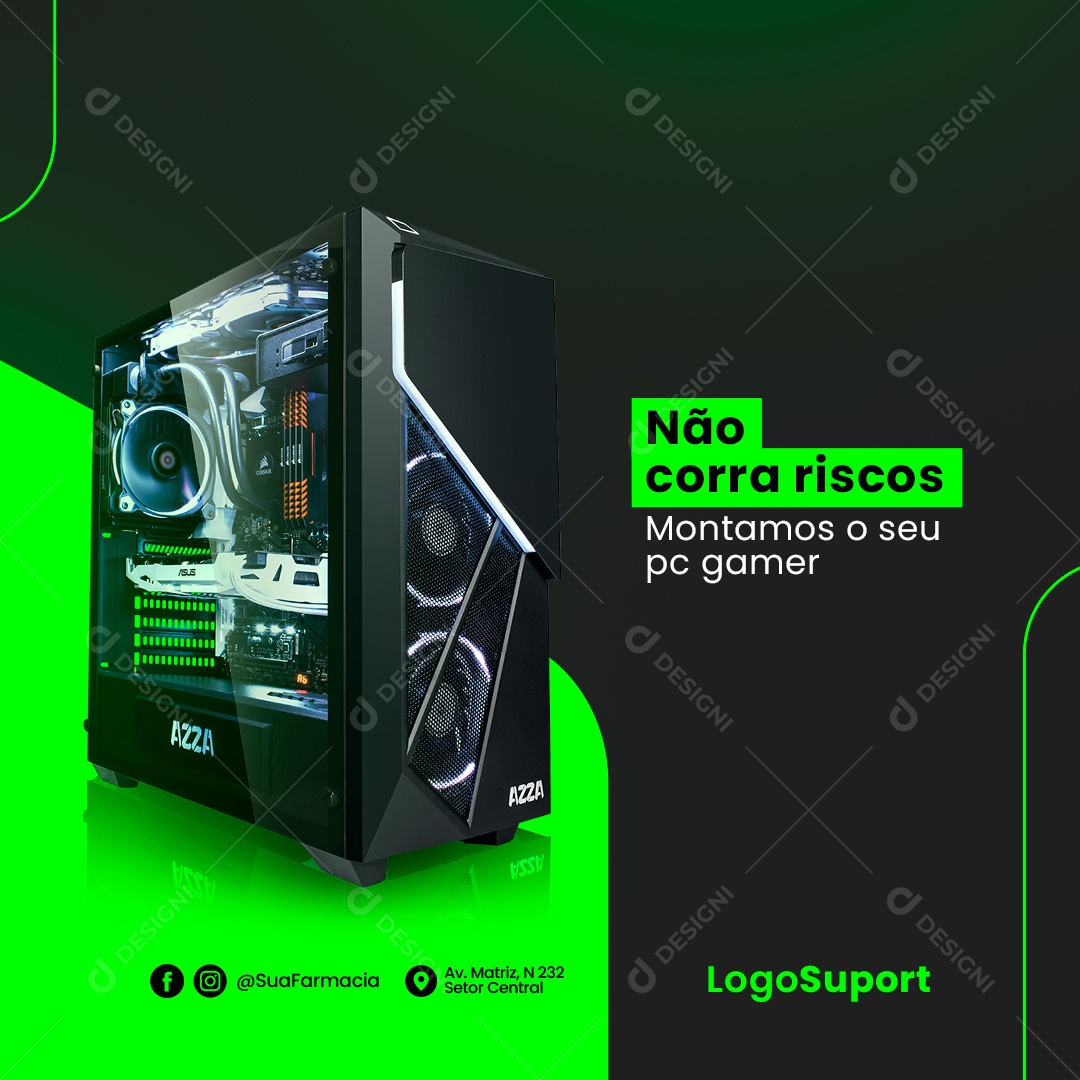 Não Corra Riscos Montamos o Seu Pc Gamer Assistência Técnica Social Media PSD Editável