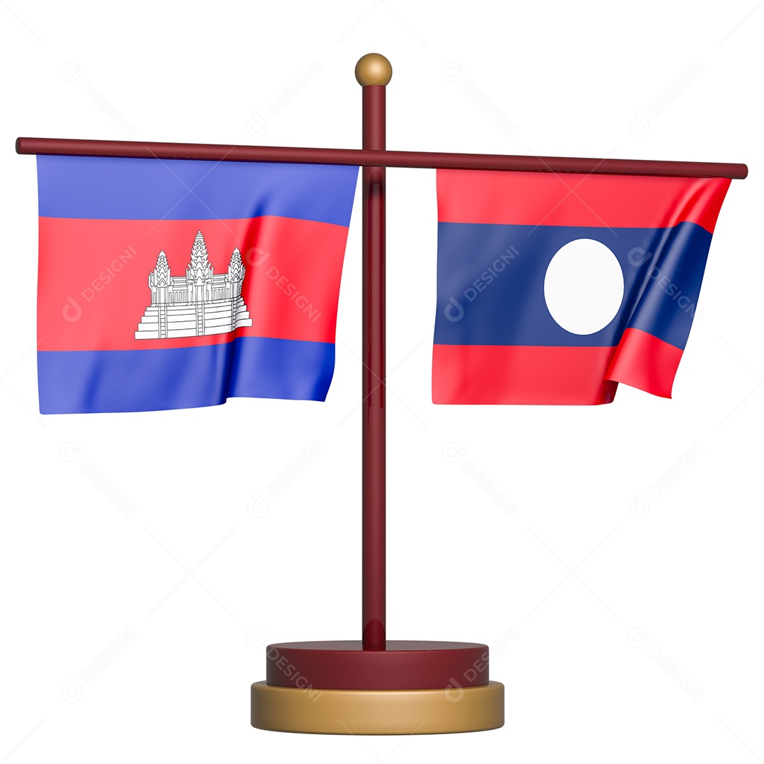 Bandeira do Camboja e Laos Elemento 3D Para Composição PSD