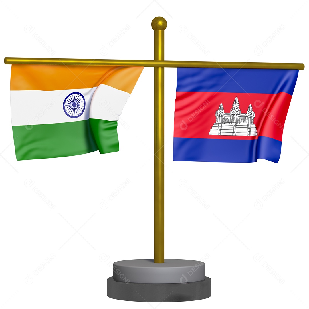 Bandeira da Índia e Camboja Elemento 3D Para Composição PSD