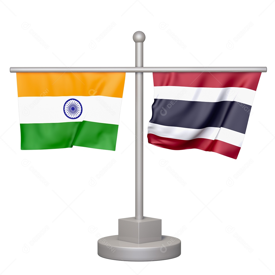 Bandeira da Índia e Tailândia Elemento 3D Para Composição PSD