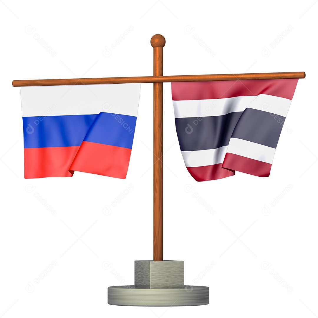 Bandeira da Tailândia e Rússia Elemento 3D Para Composição PSD