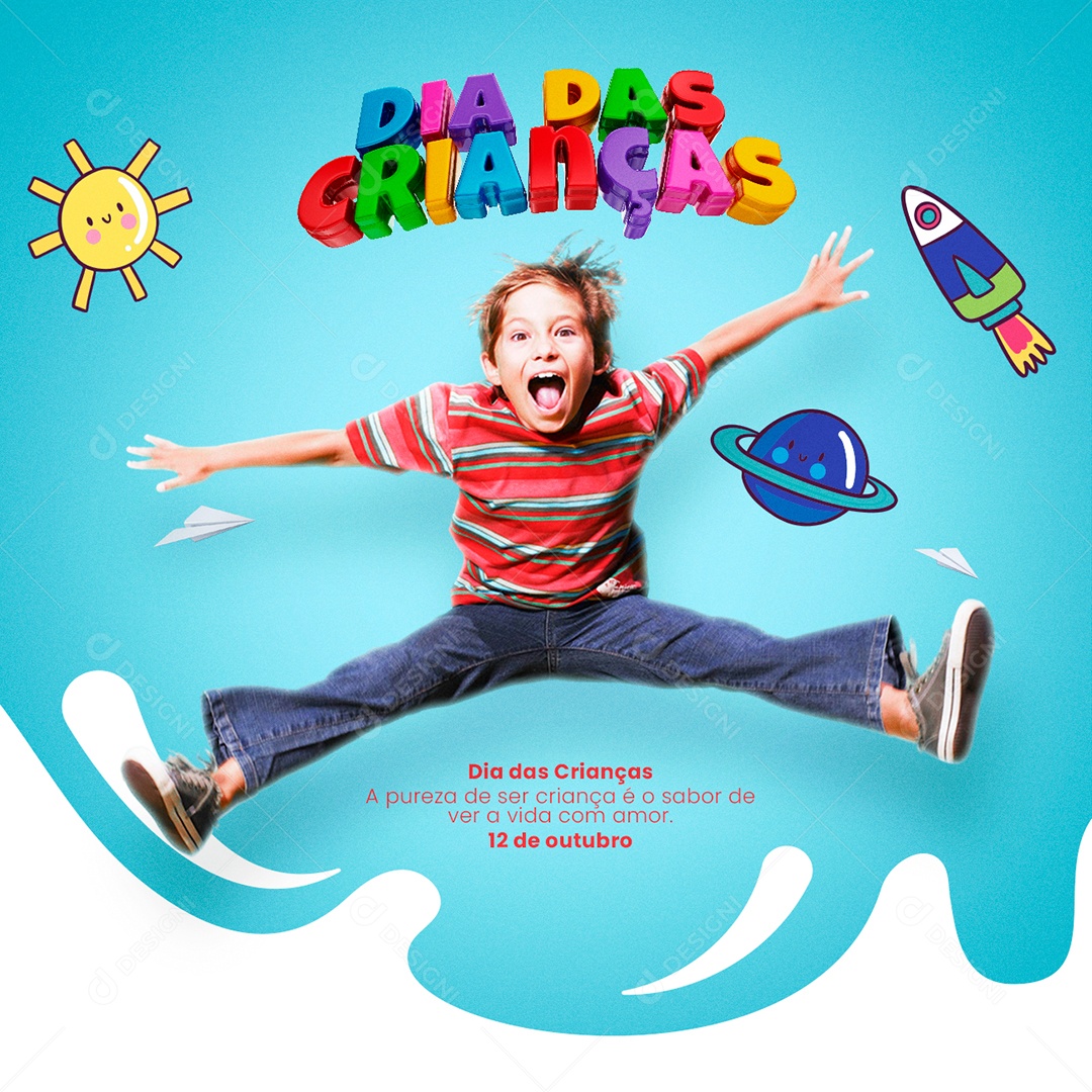 A Pureza de ser Criança é o Sabor de Ver a Vida com Amor Dia das Crianças Social Media PSD Editável