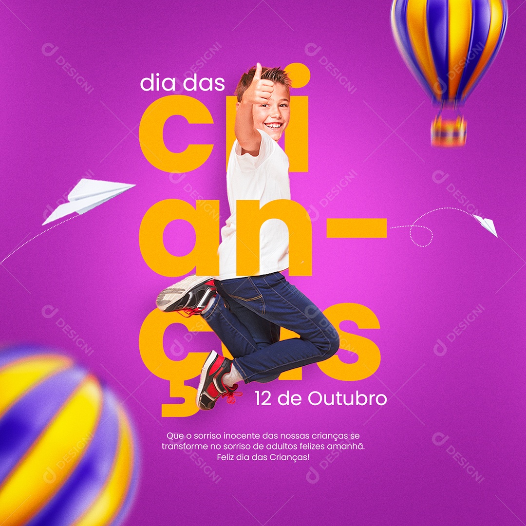 Que o Sorriso Inocente das Nossas Crianças Se Transforme Dia das Crianças Social Media PSD Editável