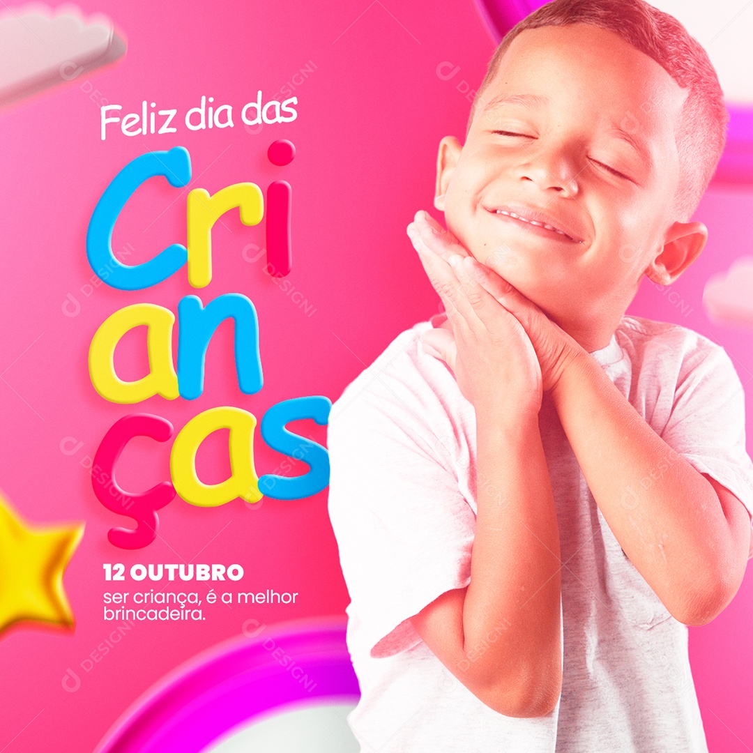 Ser Criança é a Melhor Brincadeira Feliz Dia das Crianças Social Media PSD Editável