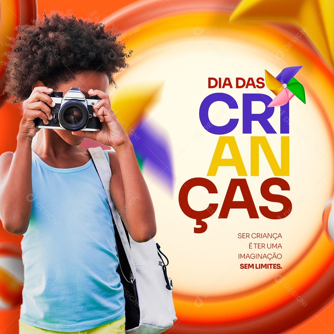Ser Criança é ter uma Imaginação sem Limites Dia das Crianças Social Media PSD Editável