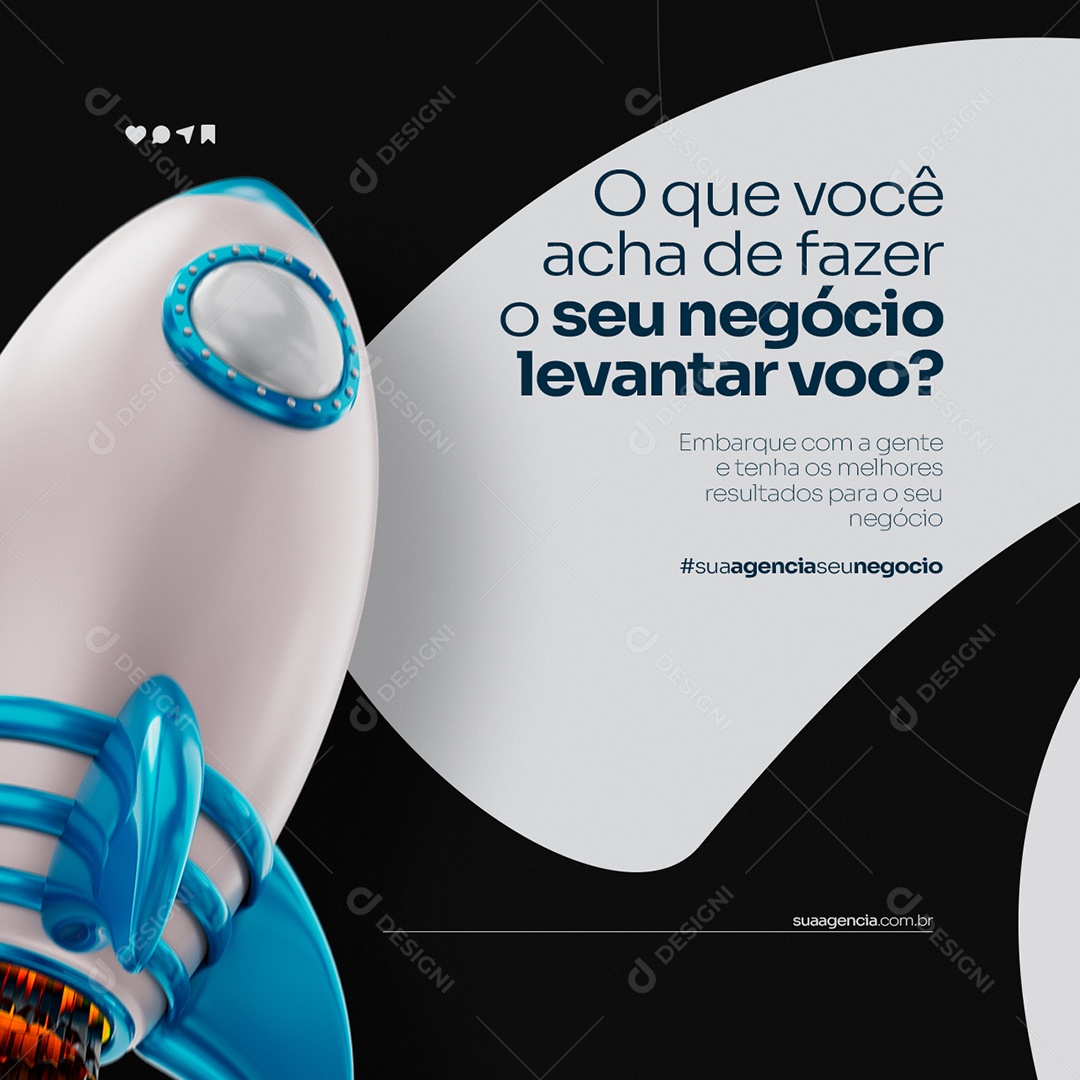 O Que Você Acha de Fazer o Seu Negócio Levantar Voo Marketing Digital Social Media PSD Editável