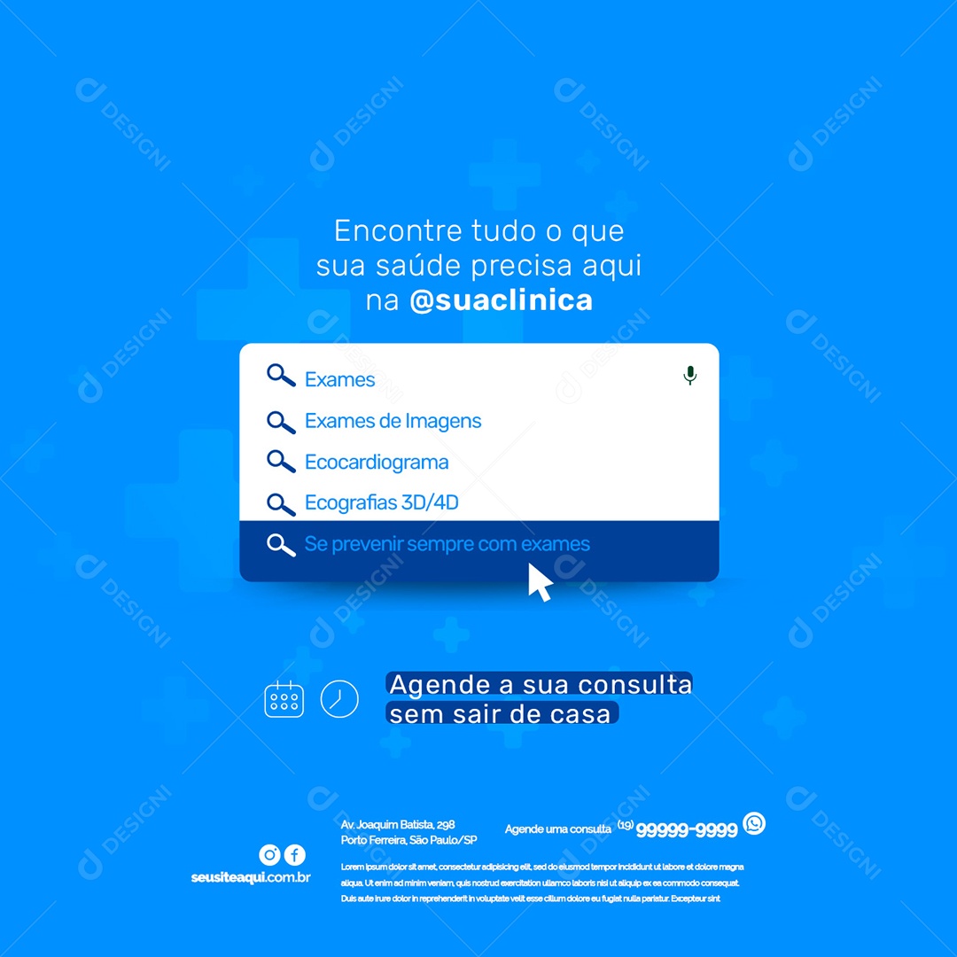 Encontre Tudo o Que Sua Saúde Precisa Aqui na Clínica Médica Social Media PSD Editável
