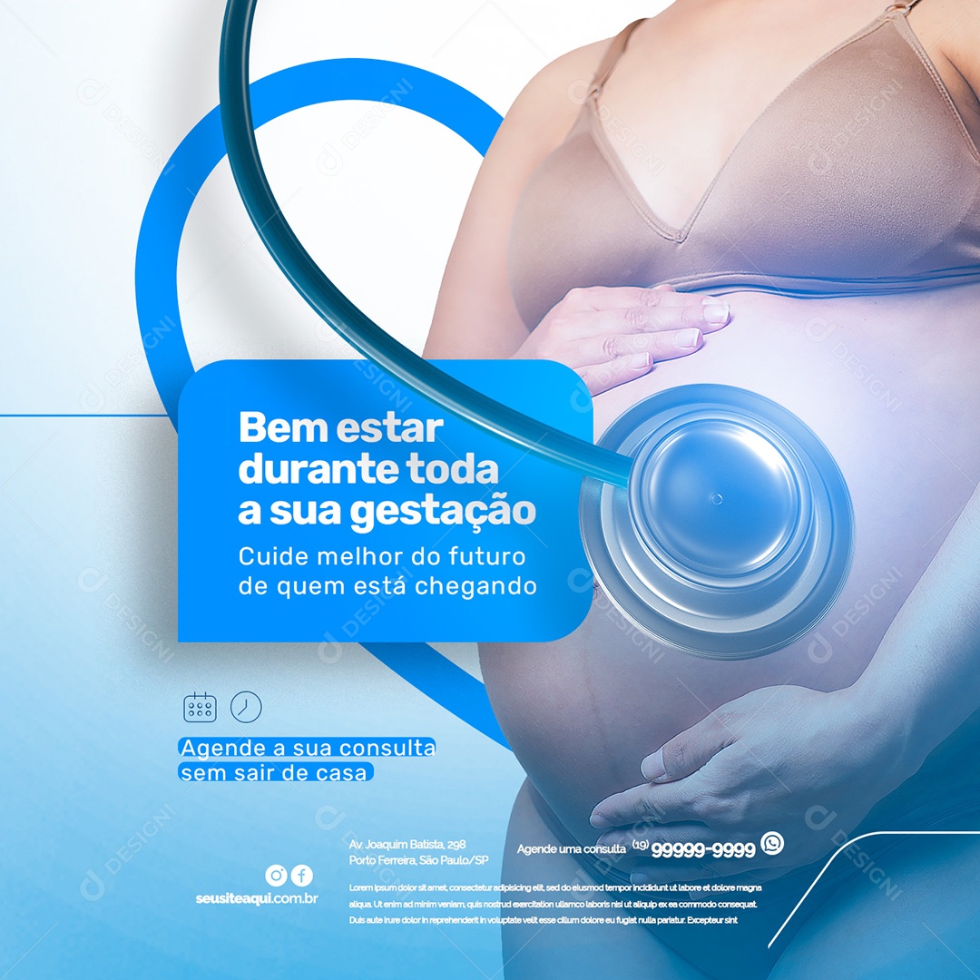 Bem Estar Durante Toda a Sua Gestação Clínica Médica Social Media PSD Editável