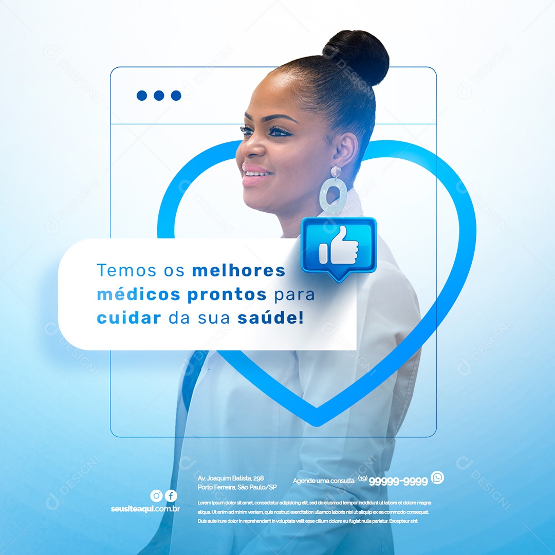Temos os Melhores Médicos Prontos para Cuidar Clínica Médica Social Media PSD Editável