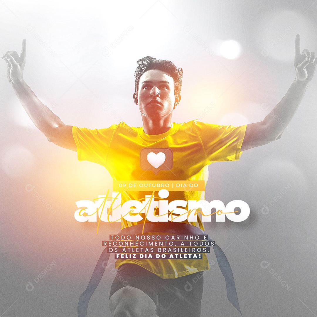 Todo Nosso Carinho Reconhecimento a Todos os Atletas Feliz Dia do Atletismo Social Media PSD Editável