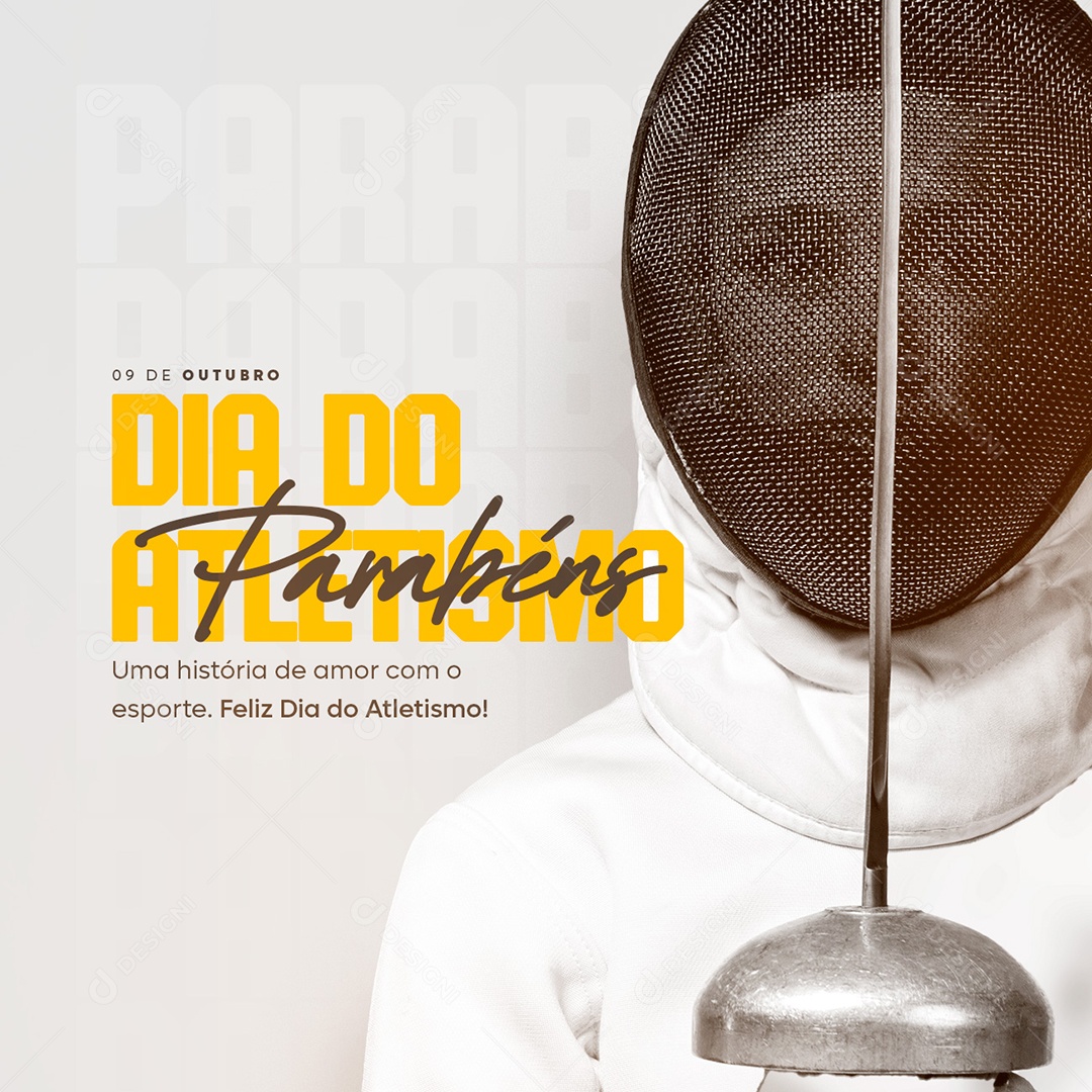 Uma História de Amor com o Esporte Feliz Dia do Atletismo Social Media PSD Editável